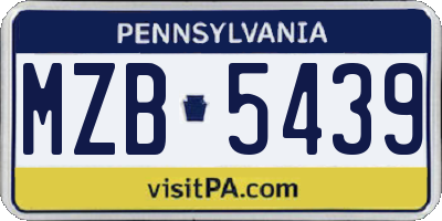 PA license plate MZB5439