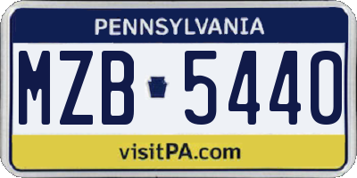 PA license plate MZB5440