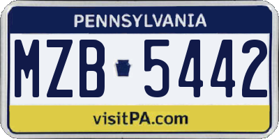PA license plate MZB5442