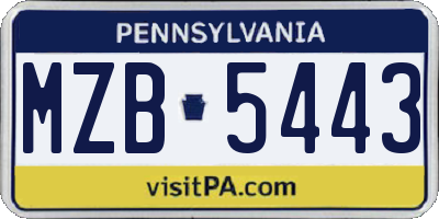 PA license plate MZB5443