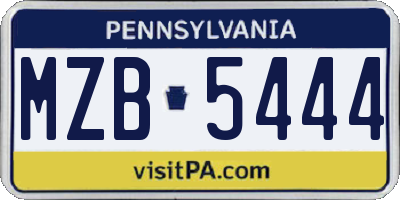 PA license plate MZB5444