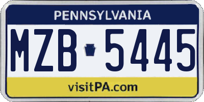 PA license plate MZB5445