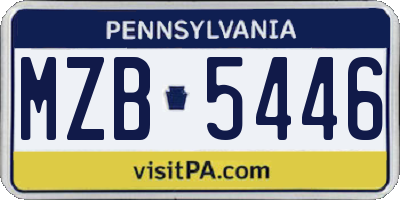 PA license plate MZB5446