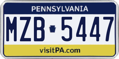 PA license plate MZB5447