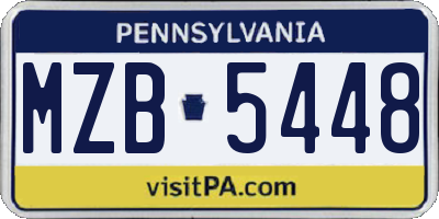 PA license plate MZB5448