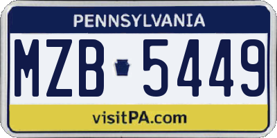 PA license plate MZB5449