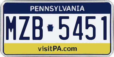 PA license plate MZB5451