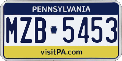 PA license plate MZB5453