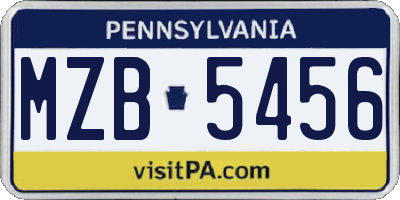 PA license plate MZB5456