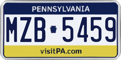 PA license plate MZB5459
