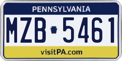 PA license plate MZB5461