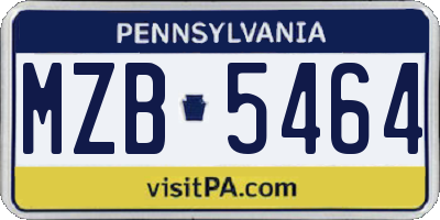 PA license plate MZB5464