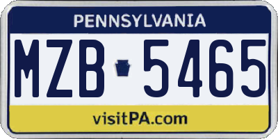 PA license plate MZB5465