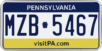 PA license plate MZB5467