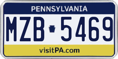 PA license plate MZB5469