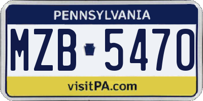PA license plate MZB5470