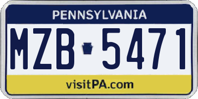 PA license plate MZB5471