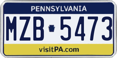 PA license plate MZB5473