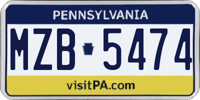 PA license plate MZB5474