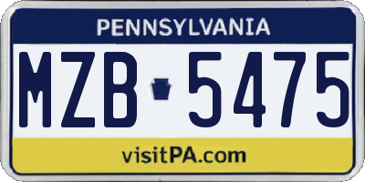 PA license plate MZB5475