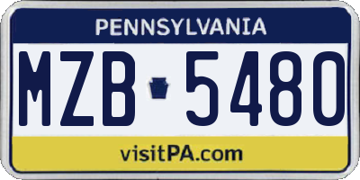 PA license plate MZB5480