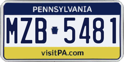 PA license plate MZB5481