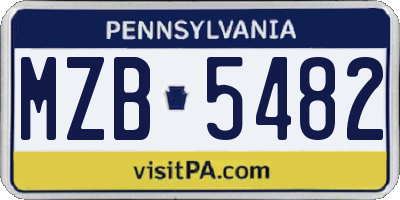 PA license plate MZB5482