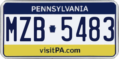 PA license plate MZB5483