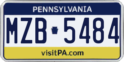 PA license plate MZB5484