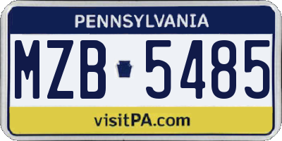 PA license plate MZB5485