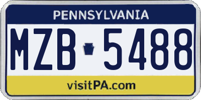 PA license plate MZB5488