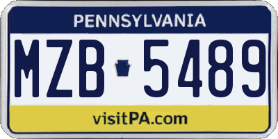 PA license plate MZB5489