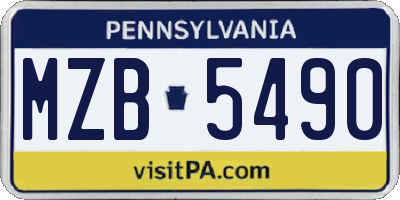 PA license plate MZB5490