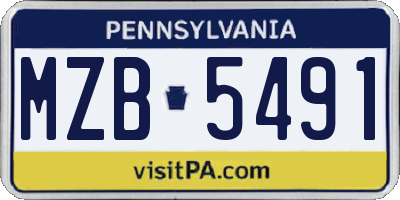 PA license plate MZB5491