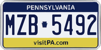 PA license plate MZB5492