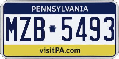 PA license plate MZB5493
