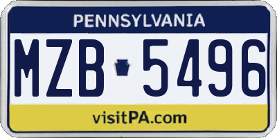 PA license plate MZB5496