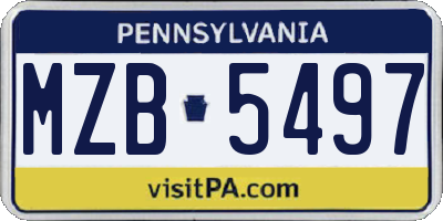 PA license plate MZB5497