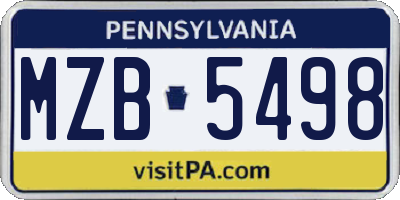 PA license plate MZB5498