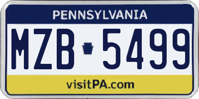 PA license plate MZB5499