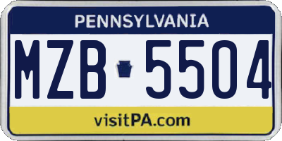 PA license plate MZB5504