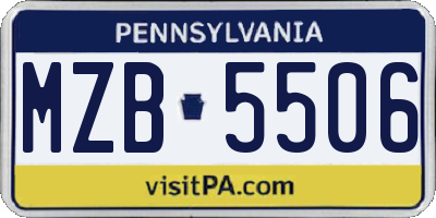 PA license plate MZB5506