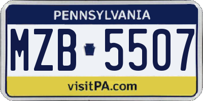 PA license plate MZB5507