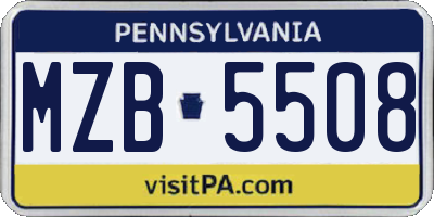 PA license plate MZB5508