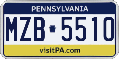 PA license plate MZB5510