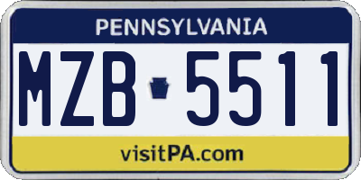 PA license plate MZB5511