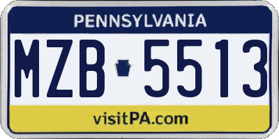 PA license plate MZB5513