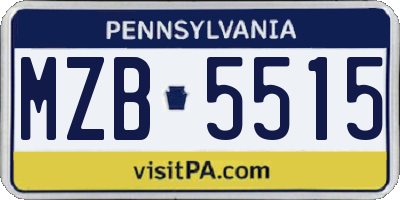 PA license plate MZB5515