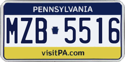 PA license plate MZB5516