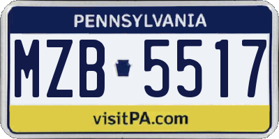 PA license plate MZB5517